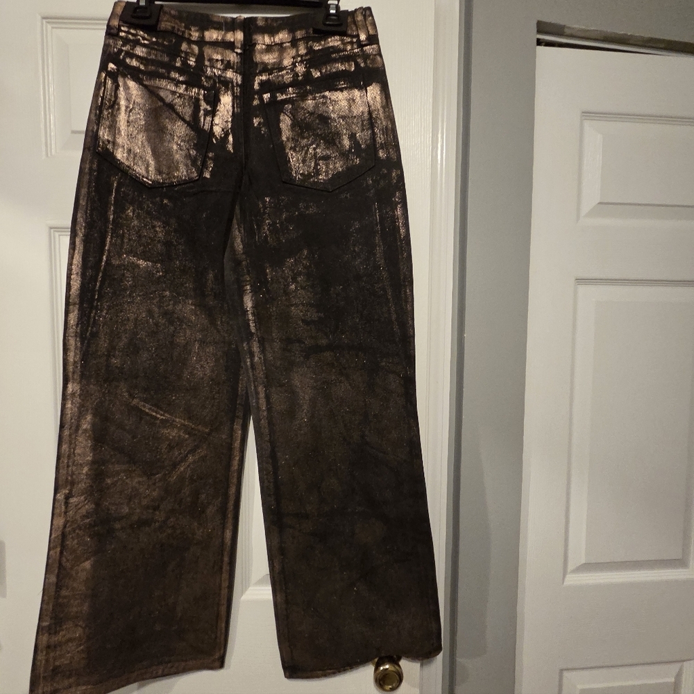 NWT- Gianni Bini Metallic Bronze High-Rise Pants - Picture 8 of 13